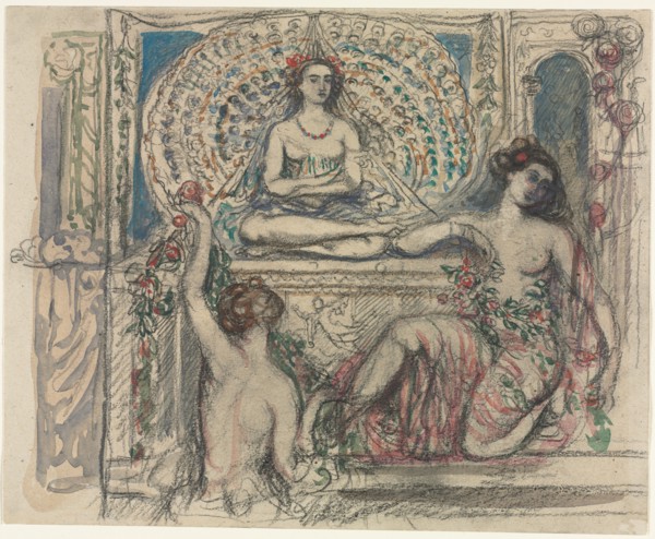 The Throne of the Peacock. Charles Conder (British, 1868-1909). Graphite with wash; sheet: 25.7 x