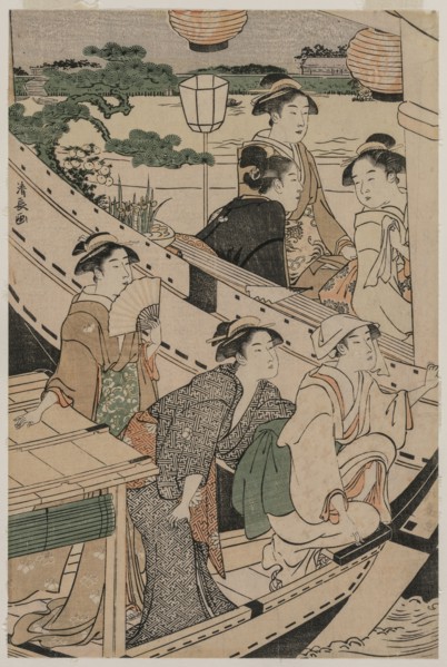 Boating Party on the Sumida River, 1789. Torii Kiyonaga (Japanese, 1752-1815). Color woodblock
