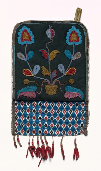 Bag, 1850-1900. Plains or Northeastern Woodlands, Nehiyawak (Cree) or Metis People. Beadwork on