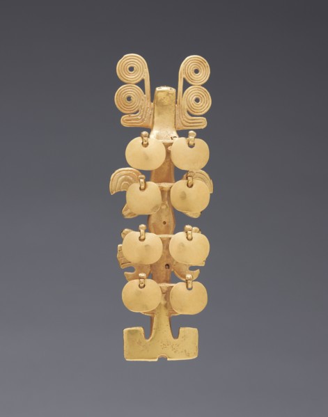 Pendant, 400-700. Panama, International Style, 5th-7th century. Cast gold; overall: 10.8 x 3.9 cm