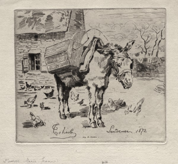 The Mule, Marie-Jeanne, 1872. Félix Hilaire Buhot (French, 1847-1898), Ch. Delâtre. Etching; sheet: