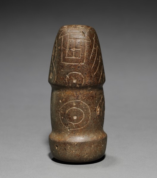 Pestle, 700 BC-1. Peru, North Highlands, Pacopampa(?), Chavín style (1000-200 BC). Stone, pigment;