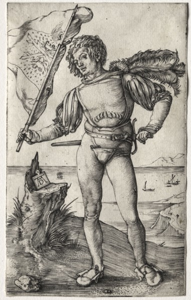 The Burgundian Standard Bearer, c. 1500. Albrecht Dürer (German, 1471-1528). Engraving