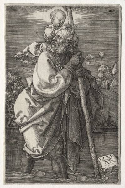 St. Christopher, Facing to the Left, 1521. Albrecht Dürer (German, 1471-1528). Engraving