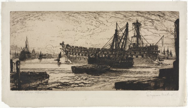 Breaking up of the Agamemnon. Francis Seymour Haden (British, 1818-1910). Etching