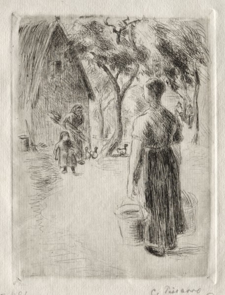 Paysanne portant des seaux, 1889. Camille Pissarro (French, 1830-1903). Etching and drypoint