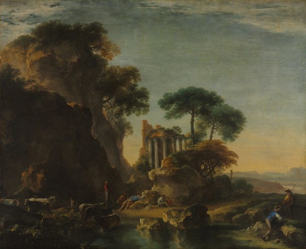 Ruins in a Rocky Landscape, c. 1640. Salvator Rosa (Italian, 1615-1673). Oil on canvas; framed: 157