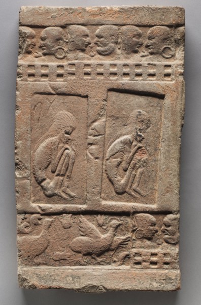 Seated Ascetics, 4th Century. India, Kashmir, Harwan, 4th century. Terracotta; overall: 50.8 x 30.6
