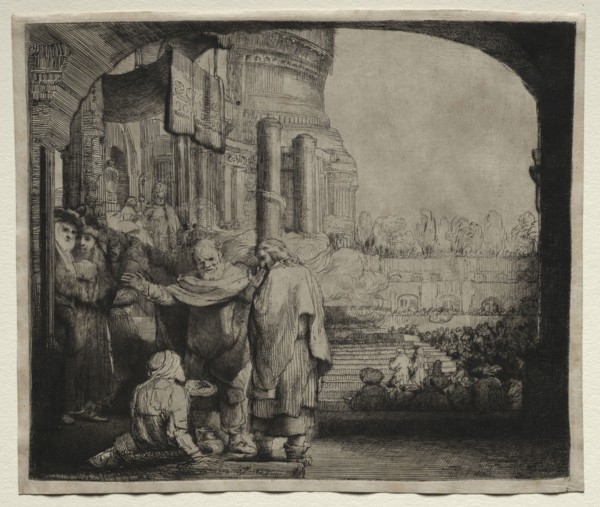 Peter and John Healing the Cripple at the Gate of the Temple, 1659. Rembrandt van Rijn (Dutch,