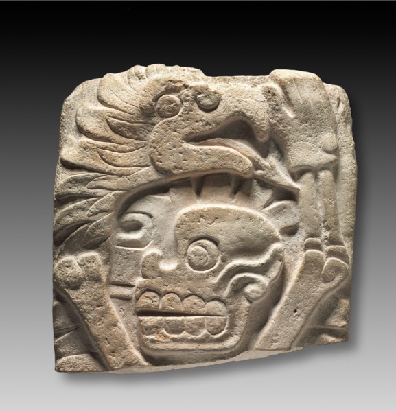Stela Fragment, 600-950. Mexico, Veracruz?, 600-950 AD. Limestone; overall: 31.8 x 30.8 x 12.2 cm
