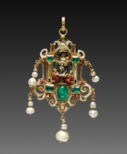 Pendant with Virgin and Child with Saints (obverse), late 1500s. Italy, late 16th century. Enameled