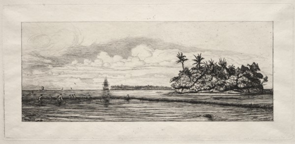 Oceania:  Fishing near Islands with Palms in the Uea or Wallis Group, 1863. Charles Meryon (French,