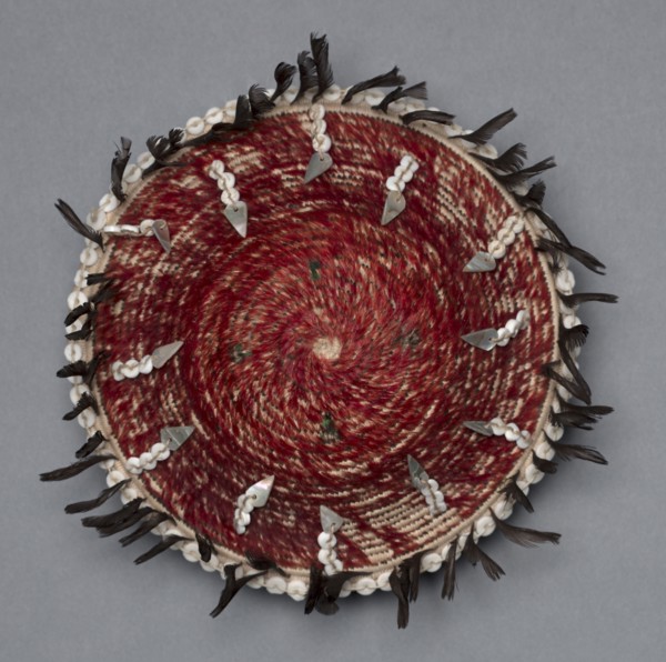 Gift Bowl, c. 1900. California, Pomo, 20th century. Sedge with mallard, quail, acorn woodpecker