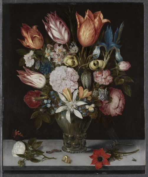 Flowers in a Glass, 1606. Ambrosius Bosschaert (Dutch, 1573-1621). Oil on copper; framed: 60.3 x 52