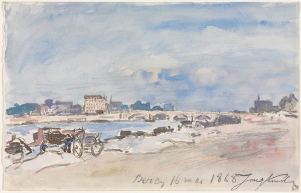 Bercy, 1868. Johan Barthold Jongkind (Dutch, 1819-1891). Watercolor and gouache over black chalk;