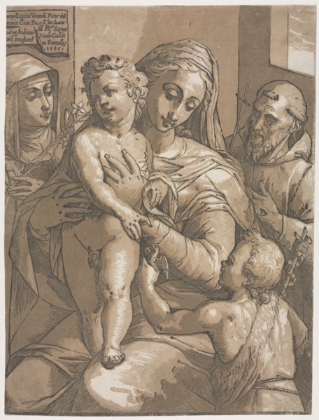 Virgin and Child with St. John, St. Catherine of Siena and St. Francis, 1585. Andrea Andreani