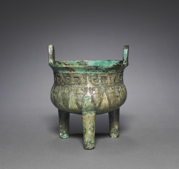 Tripod Cauldron (Ding), 1200-1100 BC. China, Shang dynasty (c.1600-c.1046 BC). Bronze; overall: 14
