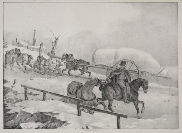 Four Diverse Subjects: Wagon climbing a Hill. Théodore Géricault (French, 1791-1824). Lithograph