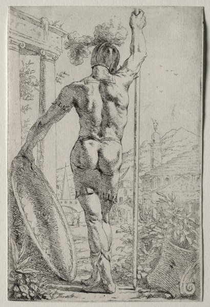 A Soldier Standing, Seen from Behind. Leendert van der Cooghen (Dutch, 1610-1681). Etching