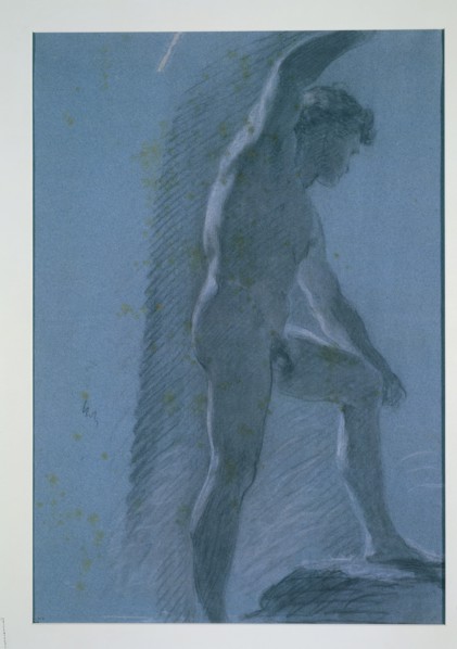 Study of a Male Nude, c. 1810. Pierre-Paul Prud'hon (French, 1758-1823). Black and white chalk