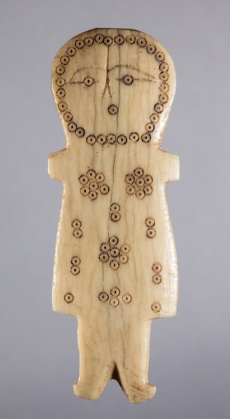 Figurine, 700s - 900s. Iran, early Islamic period, 8th - 10th century. Bone, incised; overall: 8.9