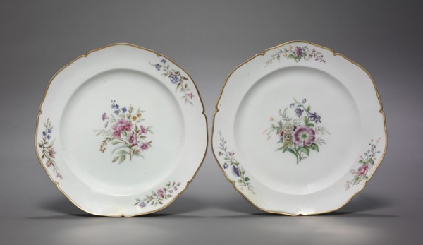 Pair of Plates (Assiettes), c. 1750. Vincennes Factory (French). Soft-paste porcelain with enamel