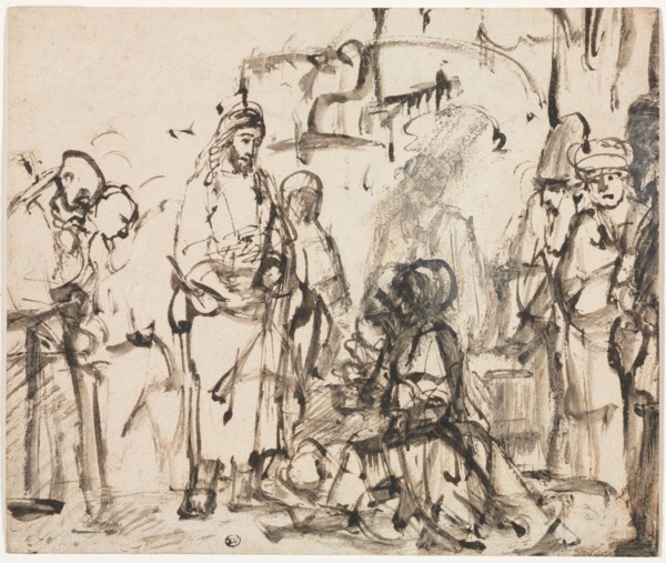 The Meeting of Christ with Martha and Mary after the Death of Lazarus, c. 1662–65. Rembrandt van