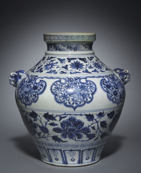 Jar with Lion-Head Handles, 1300s. China, Jiangxi province, Jingdezhen, Yuan dynasty (1271-1368).