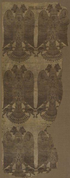 Textile, c. 1000. Iran, Buyid period, 11th century. Lampas weave, silk; overall: 171 x 65 cm (67