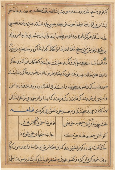 Page from Tales of a Parrot (Tuti-nama): text page, c. 1560. India, Mughal, Reign of Akbar, 16th