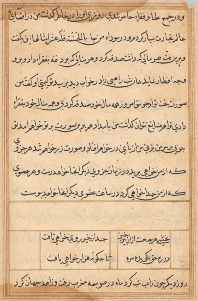 Page from Tales of a Parrot (Tuti-nama): text page, c. 1560. India, Mughal, Reign of Akbar, 16th