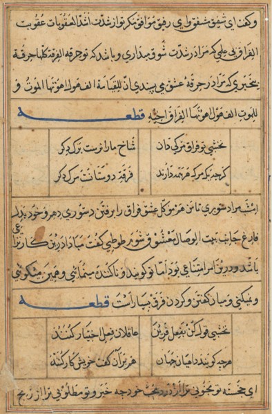 Page from Tales of a Parrot (Tuti-nama): text page, c. 1560. India, Mughal, Reign of Akbar, 16th
