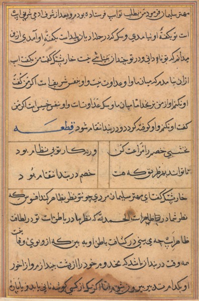 Page from Tales of a Parrot (Tuti-nama): text page, c. 1560. India, Mughal, Reign of Akbar, 16th