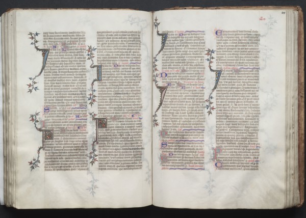 The Gotha Missal:  Fol. 100v, Text, c. 1375. And workshop Master of the Boqueteaux (French). Ink,