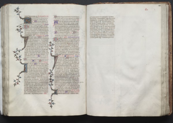 The Gotha Missal:  Fol. 101v, Text, c. 1375. And workshop Master of the Boqueteaux (French). Ink,