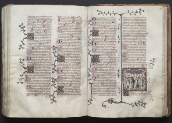 The Gotha Missal:  Fol. 126v, Text, c. 1375. And workshop Master of the Boqueteaux (French). Ink,