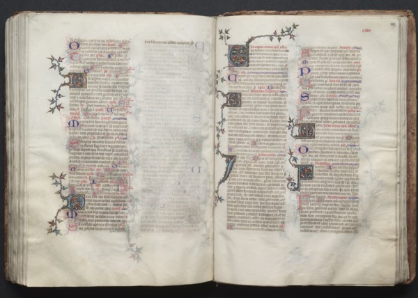 The Gotha Missal:  Fol. 128v, Text, c. 1375. And workshop Master of the Boqueteaux (French). Ink,
