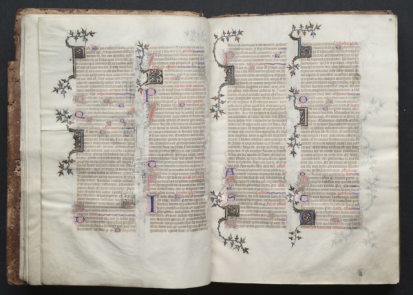 The Gotha Missal:  Fol. 13r, Text, c. 1375. And workshop Master of the Boqueteaux (French). Ink,