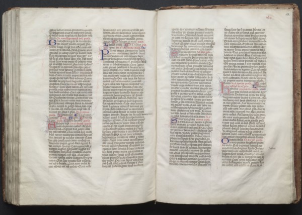The Gotha Missal:  Fol. 152v, Text, c. 1375. And workshop Master of the Boqueteaux (French). Ink,