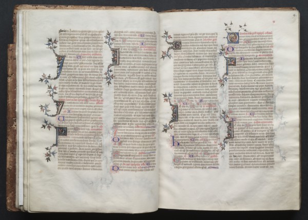 The Gotha Missal:  Fol. 19r, Text, c. 1375. And workshop Master of the Boqueteaux (French). Ink,