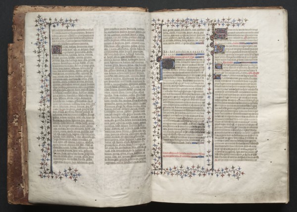 The Gotha Missal:  Fol. 2r, Text, c. 1375. And workshop Master of the Boqueteaux (French). Ink,