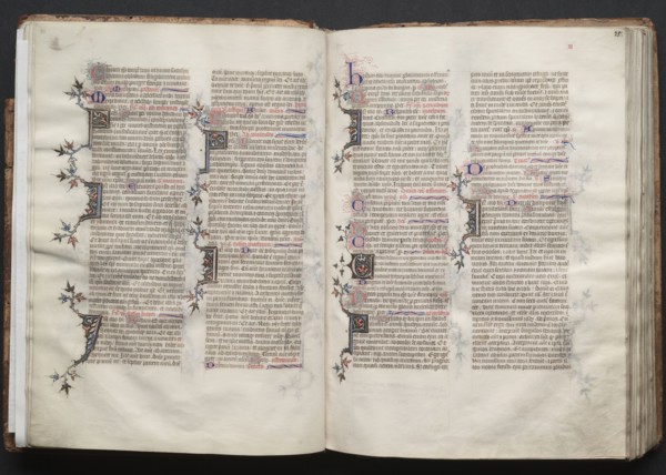 The Gotha Missal:  Fol. 21r, Text, c. 1375. And workshop Master of the Boqueteaux (French). Ink,