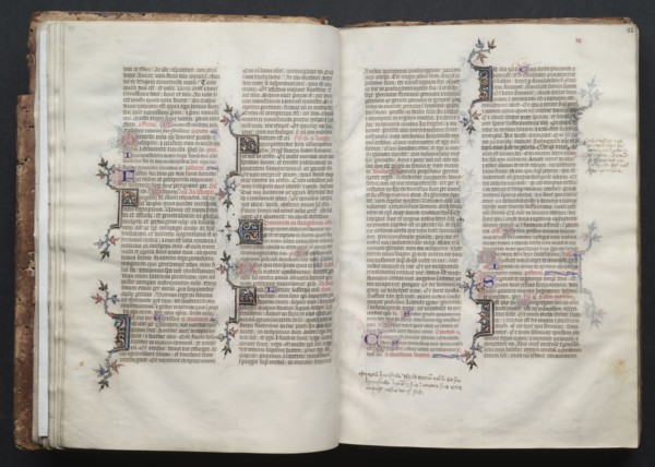 The Gotha Missal:  Fol. 22r, Text, c. 1375. And workshop Master of the Boqueteaux (French). Ink,