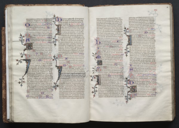 The Gotha Missal:  Fol. 28r, Text, c. 1375. And workshop Master of the Boqueteaux (French). Ink,