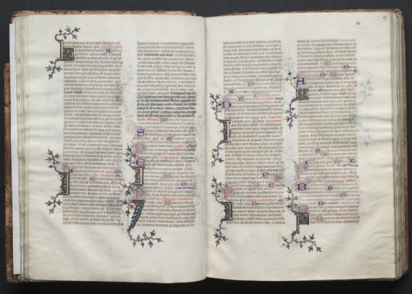 The Gotha Missal:  Fol. 28v, Text, c. 1375. And workshop Master of the Boqueteaux (French). Ink,