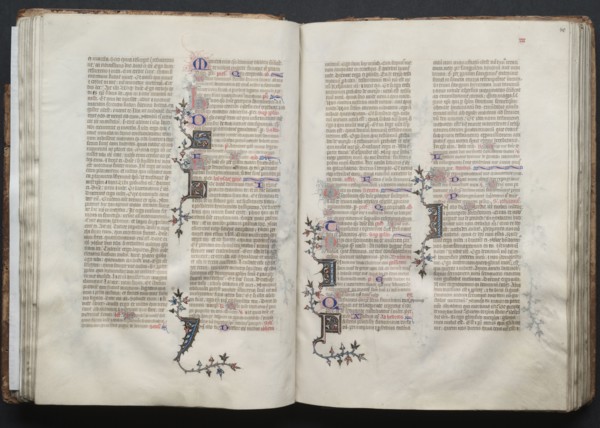 The Gotha Missal:  Fol. 40r, Text, c. 1375. And workshop Master of the Boqueteaux (French). Ink,