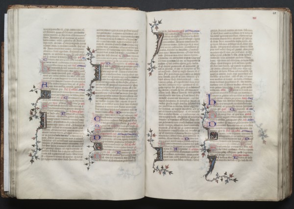 The Gotha Missal:  Fol. 40v, Text, c. 1375. And workshop Master of the Boqueteaux (French). Ink,