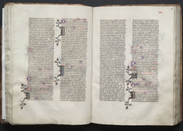 The Gotha Missal:  Fol. 45v, Text, c. 1375. And workshop Master of the Boqueteaux (French). Ink,