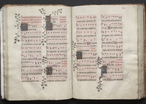 The Gotha Missal:  Fol. 58r, Text, c. 1375. And workshop Master of the Boqueteaux (French). Ink,