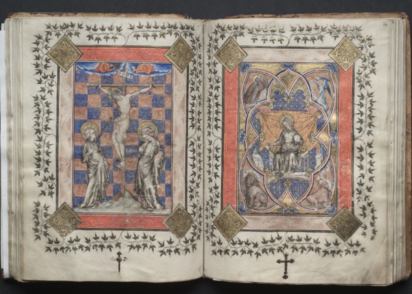 The Gotha Missal:  Fol. 63v, Crucifixion, c. 1375. And workshop Master of the Boqueteaux (French).